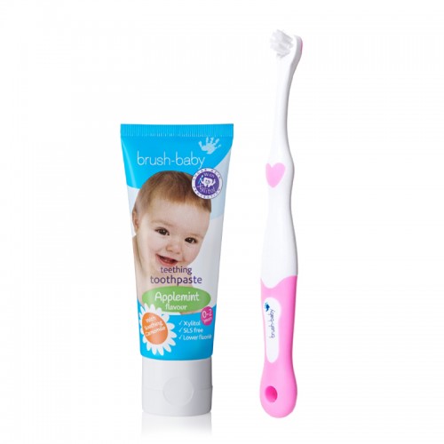 Brush-baby Baby Teething Toothpaste (0-2 Years old) + Baby First Brush 0 - 18 months 